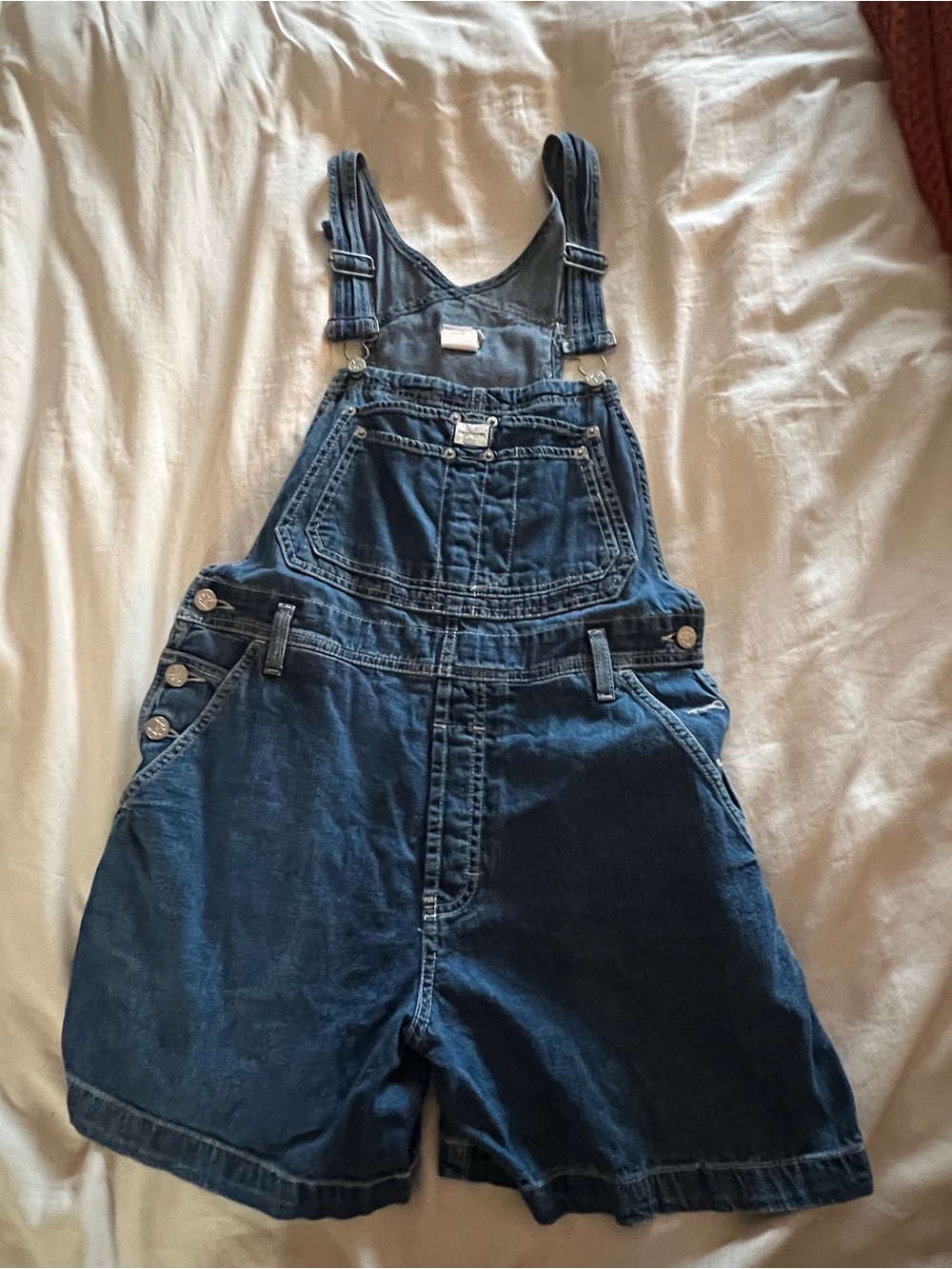 Calvin Klein Dark Blue Denim Short Overalls